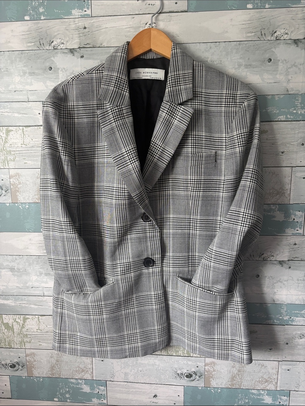 Zara Gray Plaid Blazer